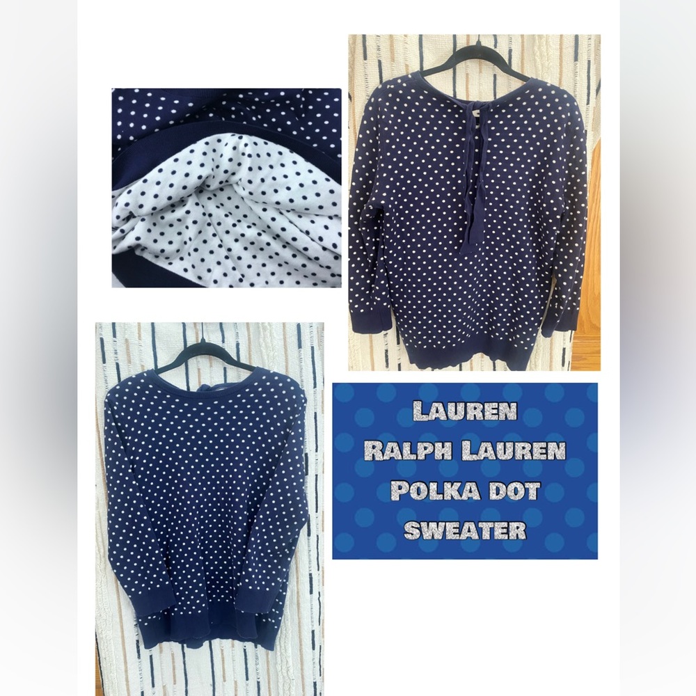 💖LAUREN RALPH LAUREN POLKA DOT SWEATER⚪️🔵